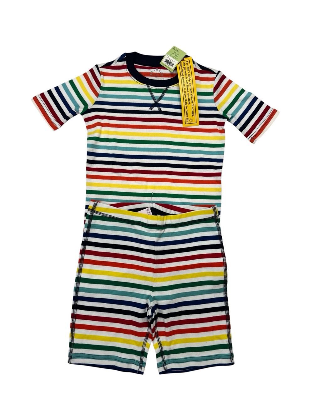 PRIMARY *NEW* Rainbow Ivory Stripe Short John Pajama Set Size 10 Kids Cotton